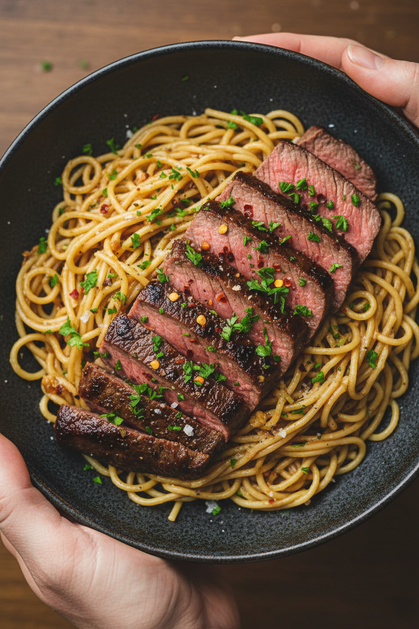 Garlic Butter Steak Lightning Noodles: A Flavorful Delight