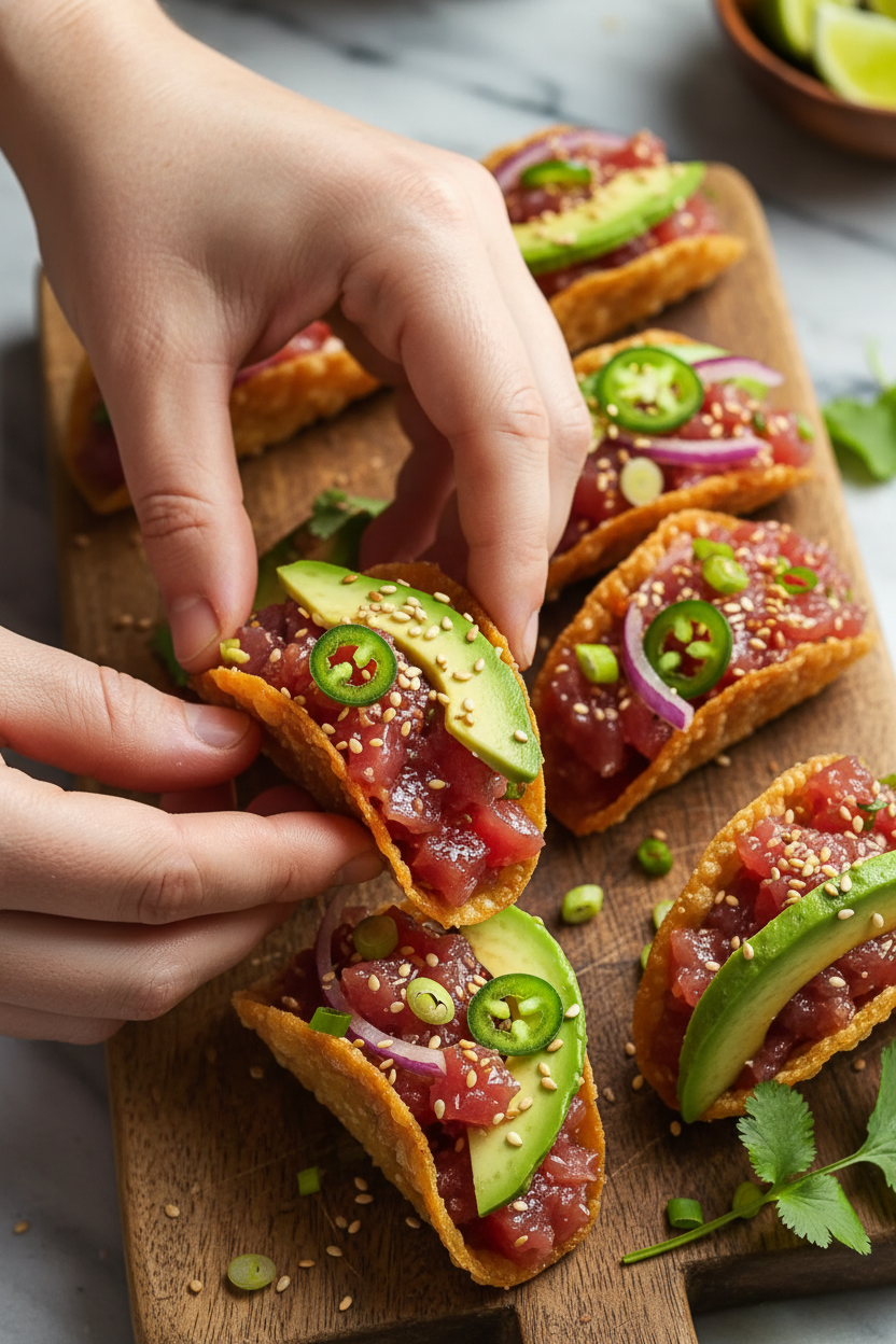 Irresistible Tuna Tartare Wonton Tacos for Quick Delights