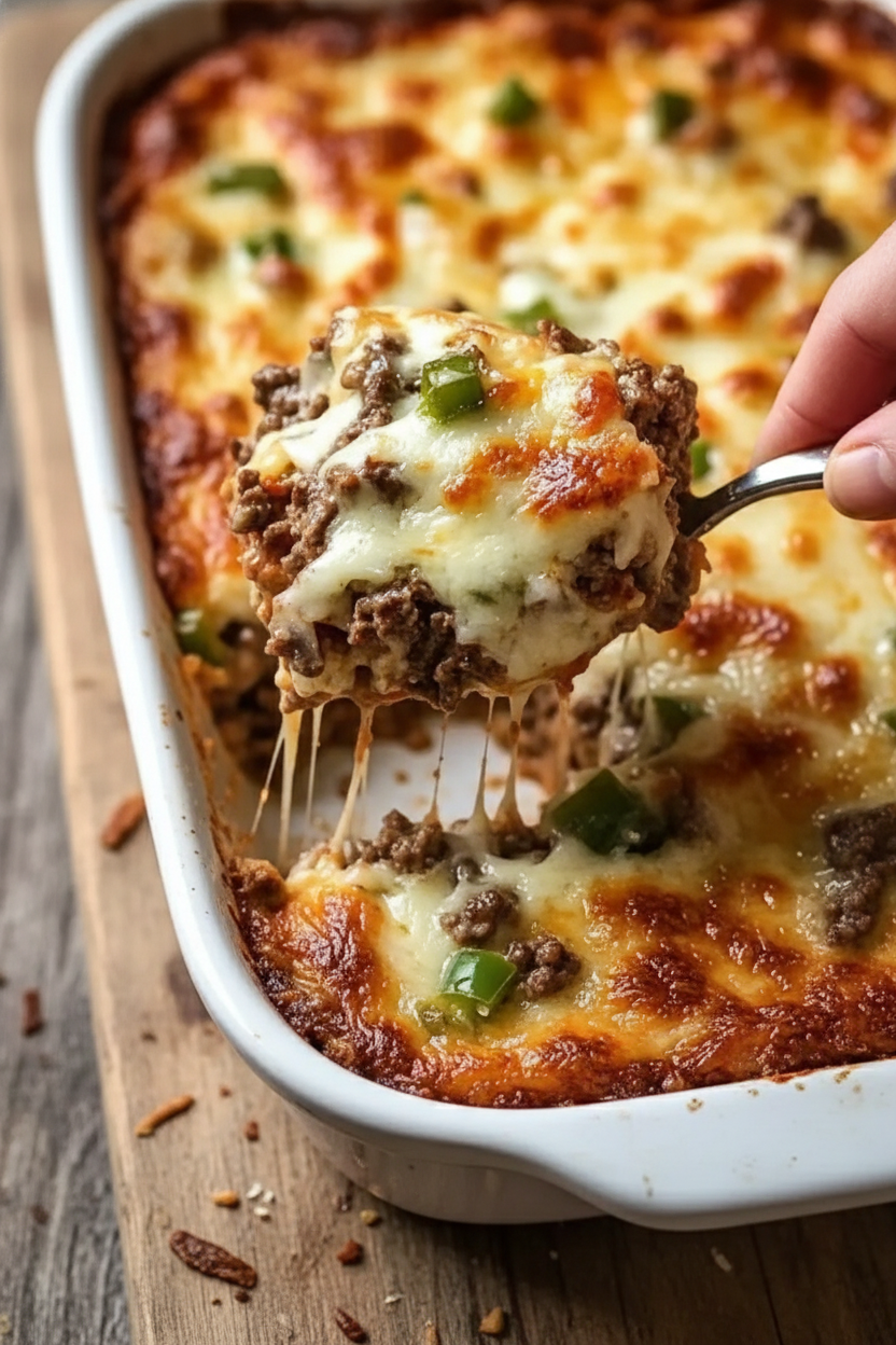 Low Carb Philly Cheesesteak Casserole