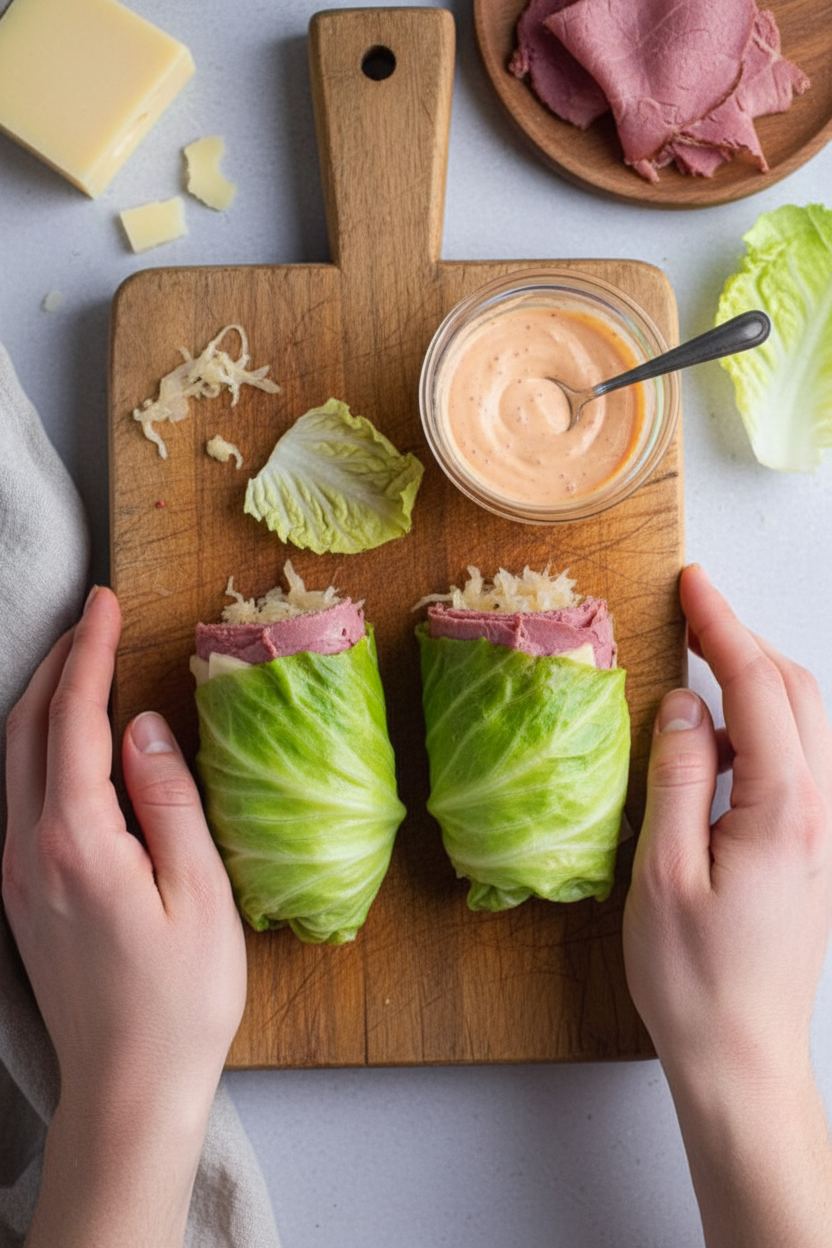 Low-carb Reuben Cabbage Wraps