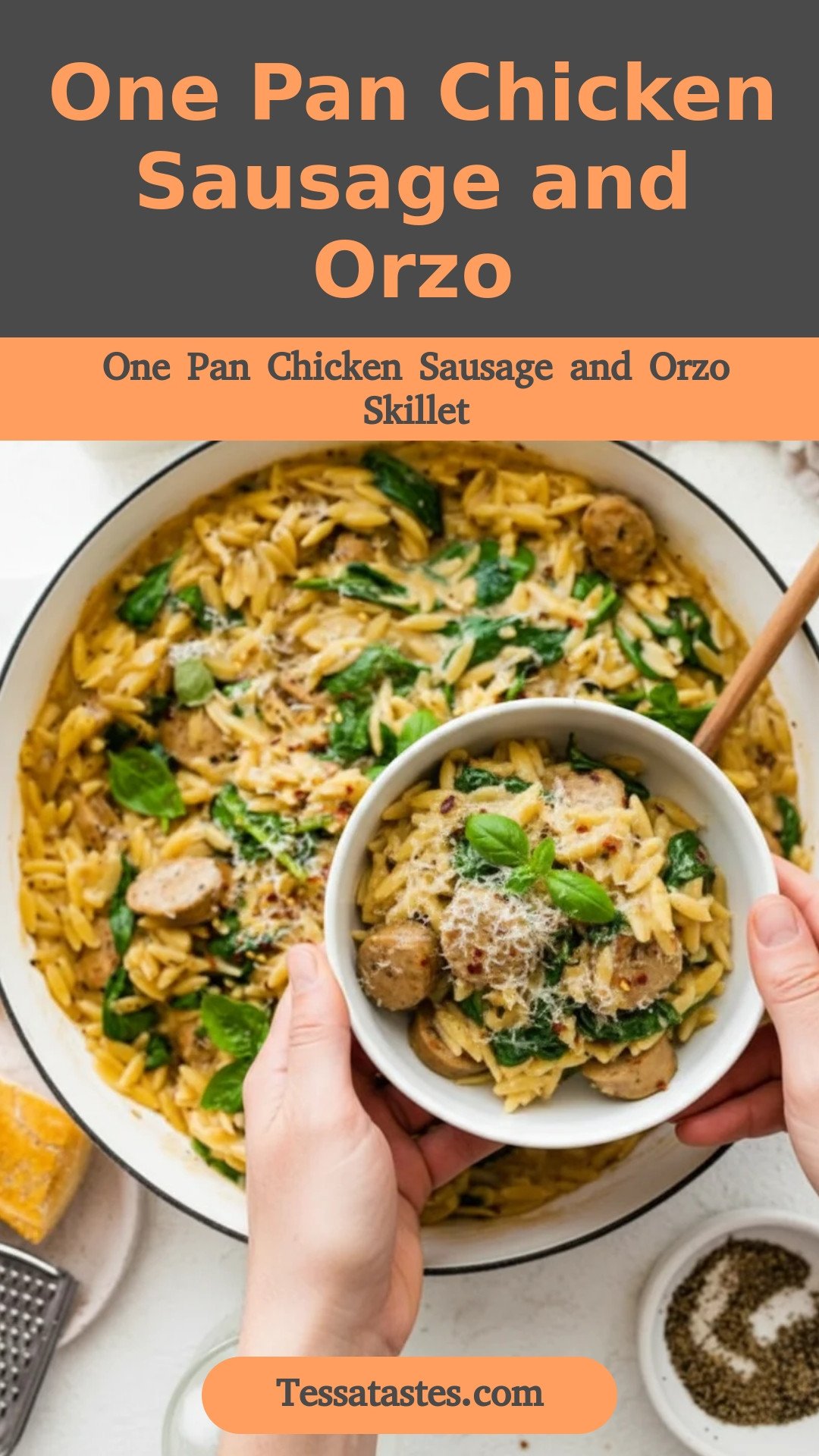 One Pan Chicken Sausage and Orzo