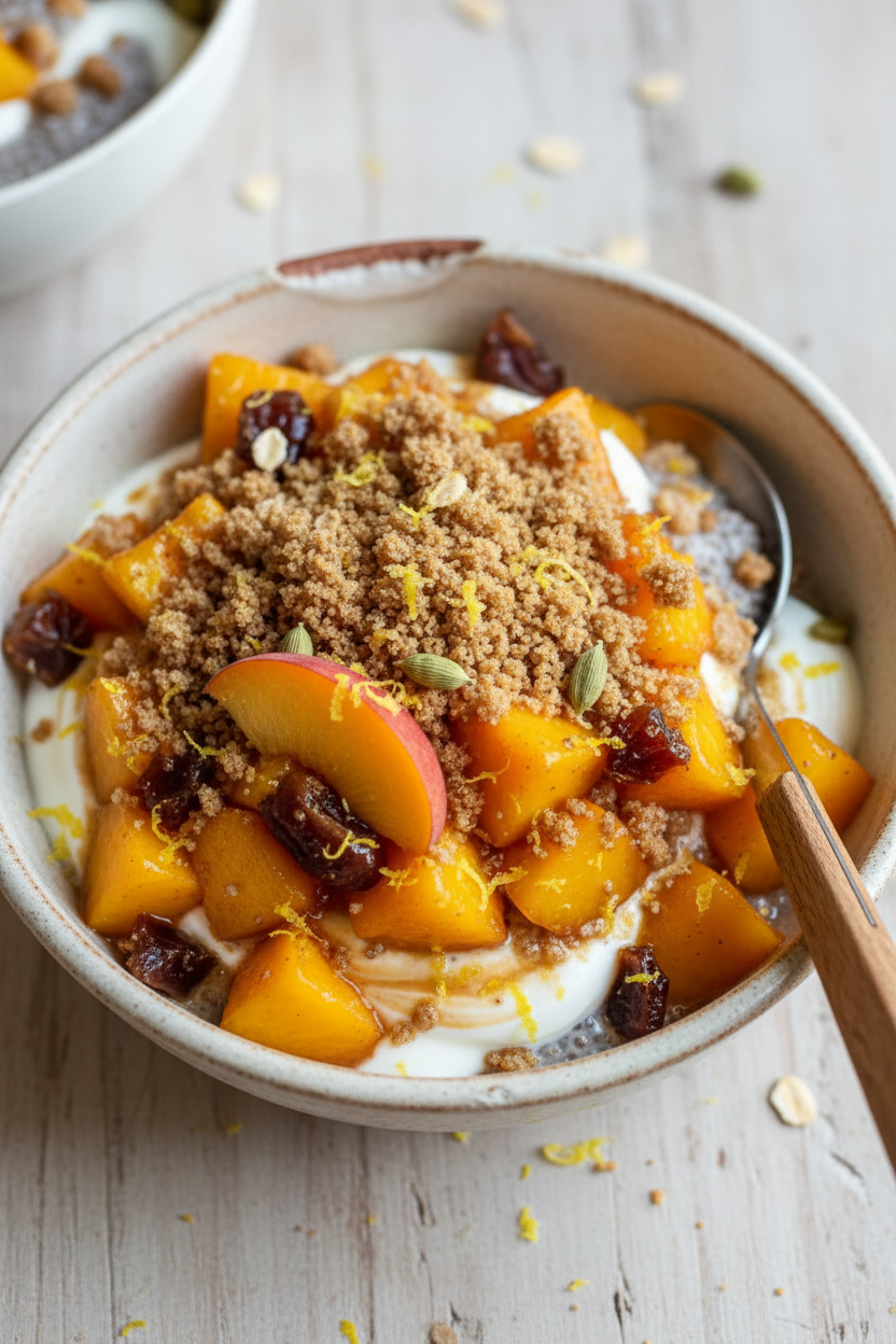 Peach Cobbler Chia Pudding for a Sweet, Healthy Breakfast