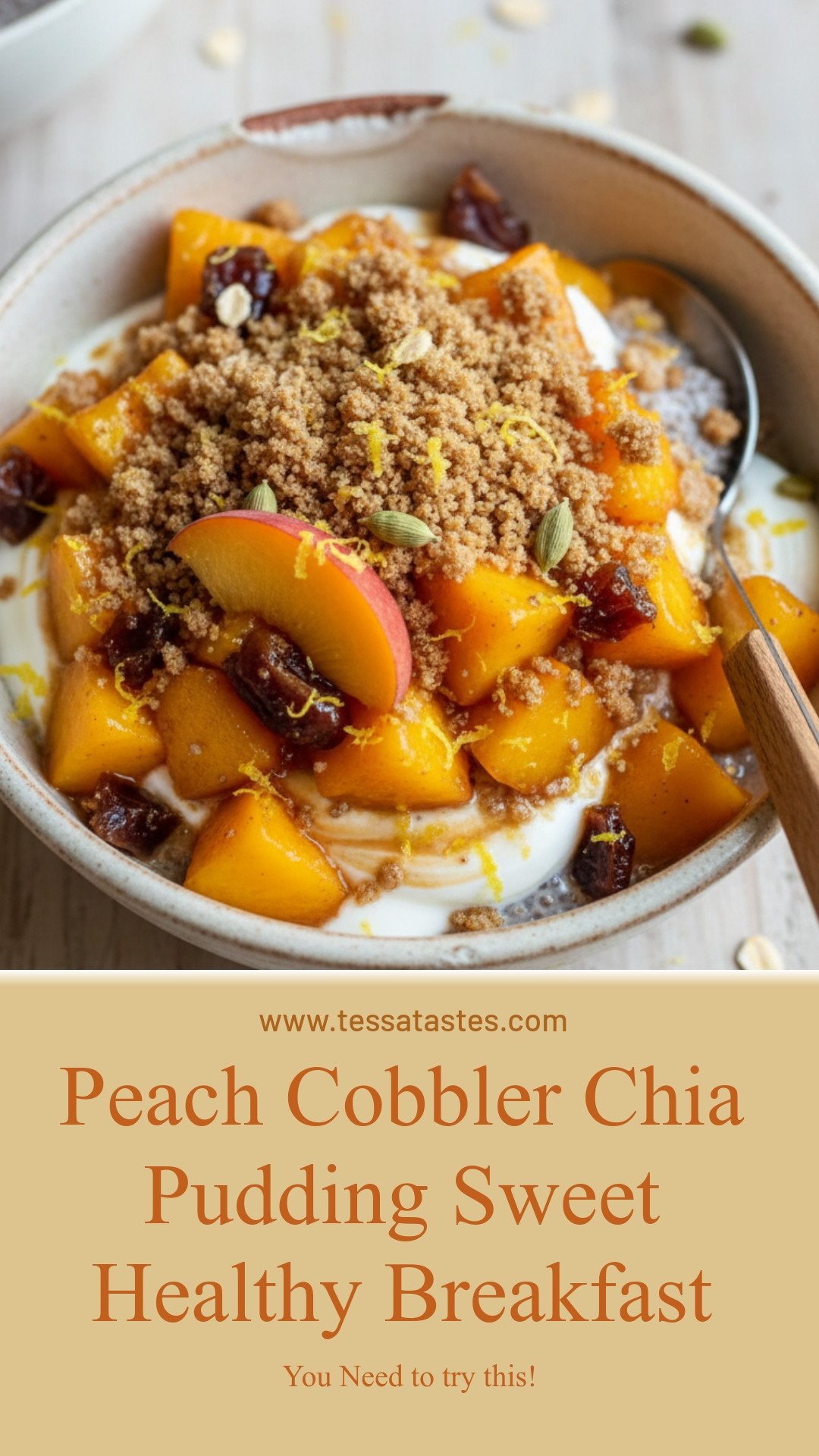 Peach Cobbler Chia Pudding for a Sweet, Healthy Breakfast