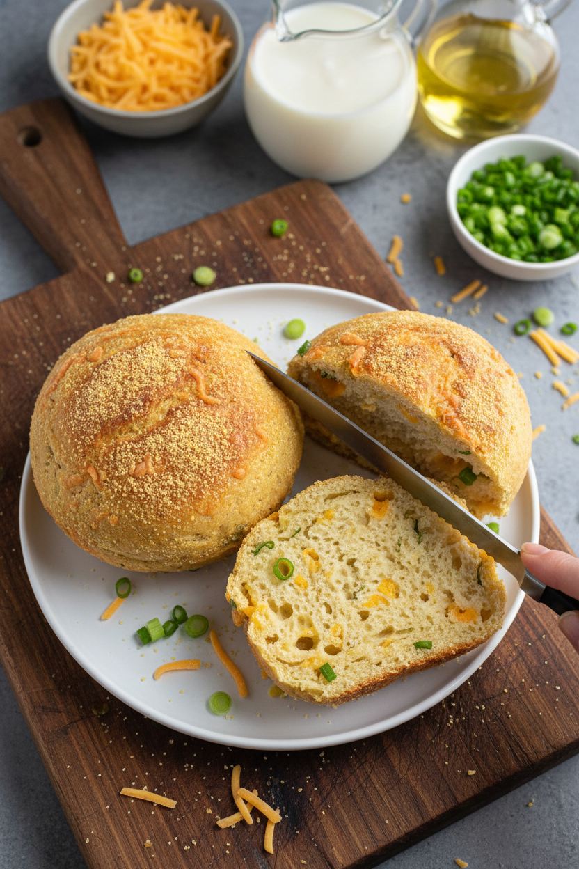 Cheddar Scallion English Muffin Bread: Savory Comfort Awaits