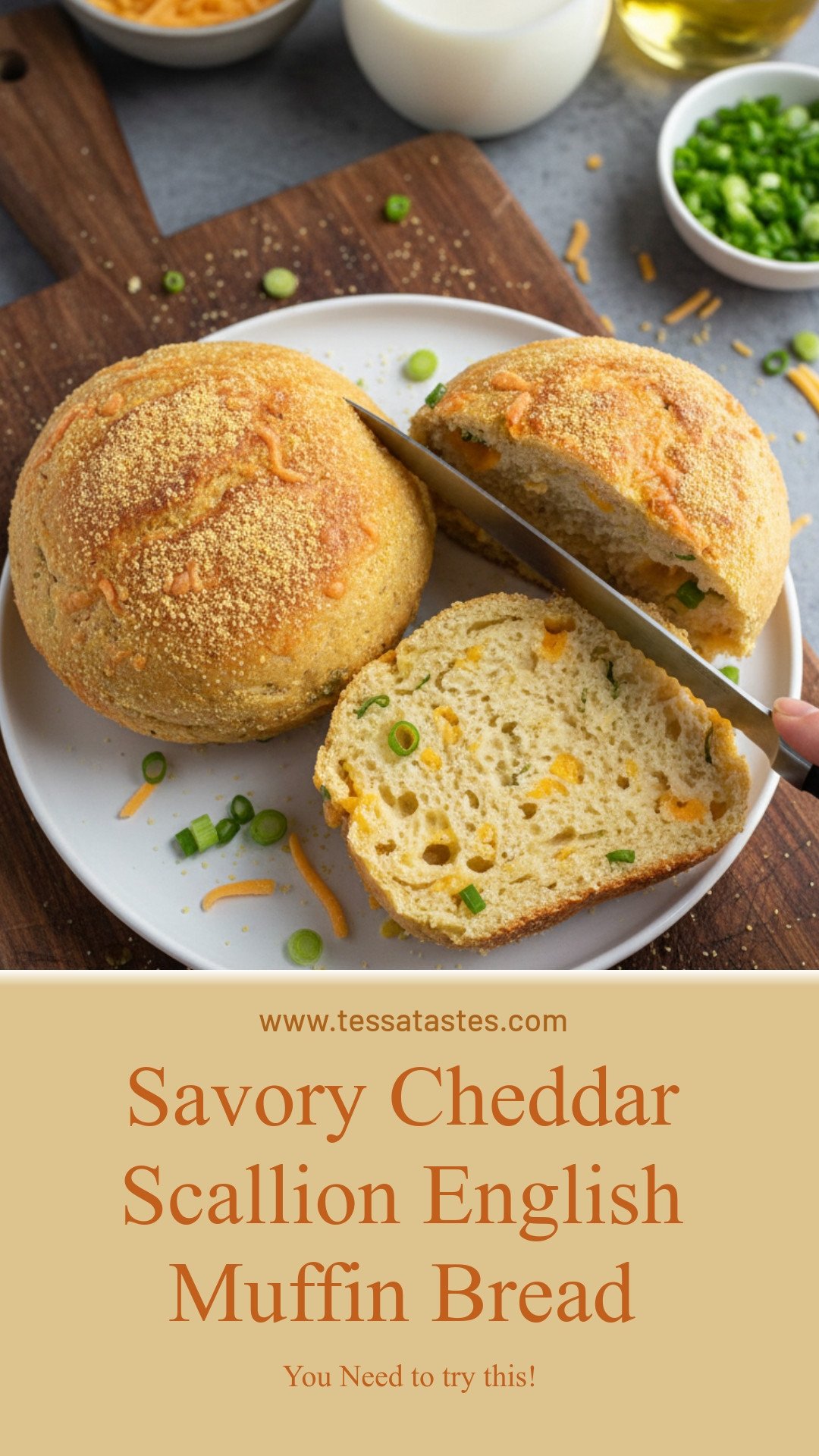 Cheddar Scallion English Muffin Bread: Savory Comfort Awaits